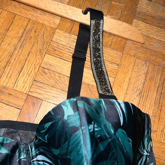 Victoria Secret 36DD Very Sexy Green Shine Strap Rhinestone Corset - Picture 7 of 8